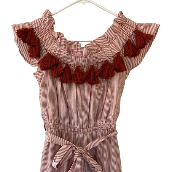 TULAROSA Dress Womens Small Revolve Lana Getty Stripe Tassel Boho Midi Flirty - Picture 3 of 13